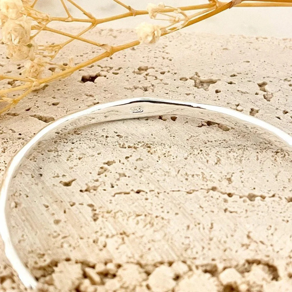 925 Sterling Silver Wavy Cuff Bracelet Dainty Bangle Bracelet, Stacking Bracelet - Picture 3 of 6